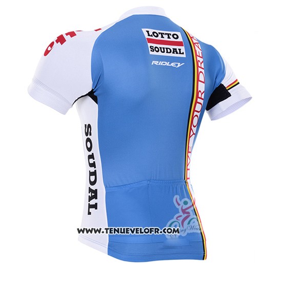 2016 Maillot Ciclismo Lotto Fix All Blanc et Bleu Manches Courtes et Cuissard
